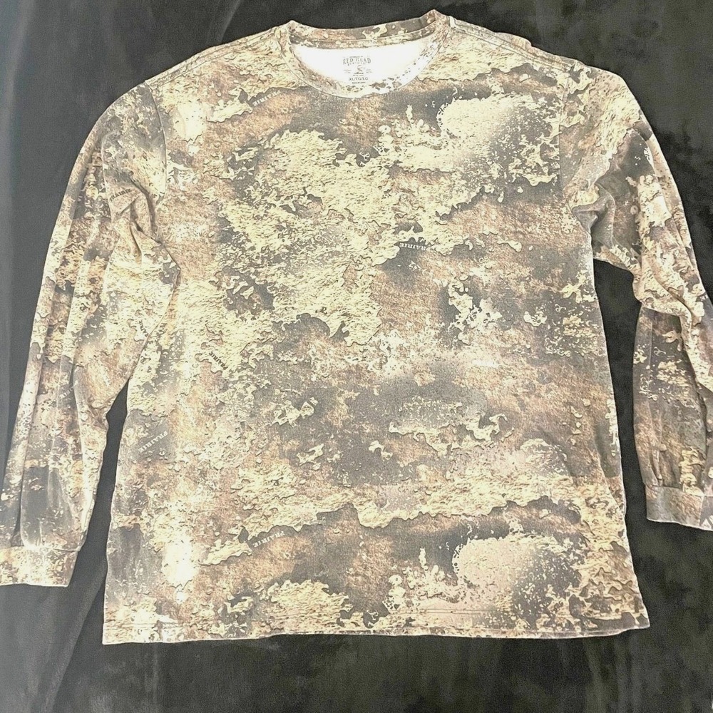Red Head Long Sleeve Camo T-shirt Men's XL Prairie Print Y2K Streetwear Grunge